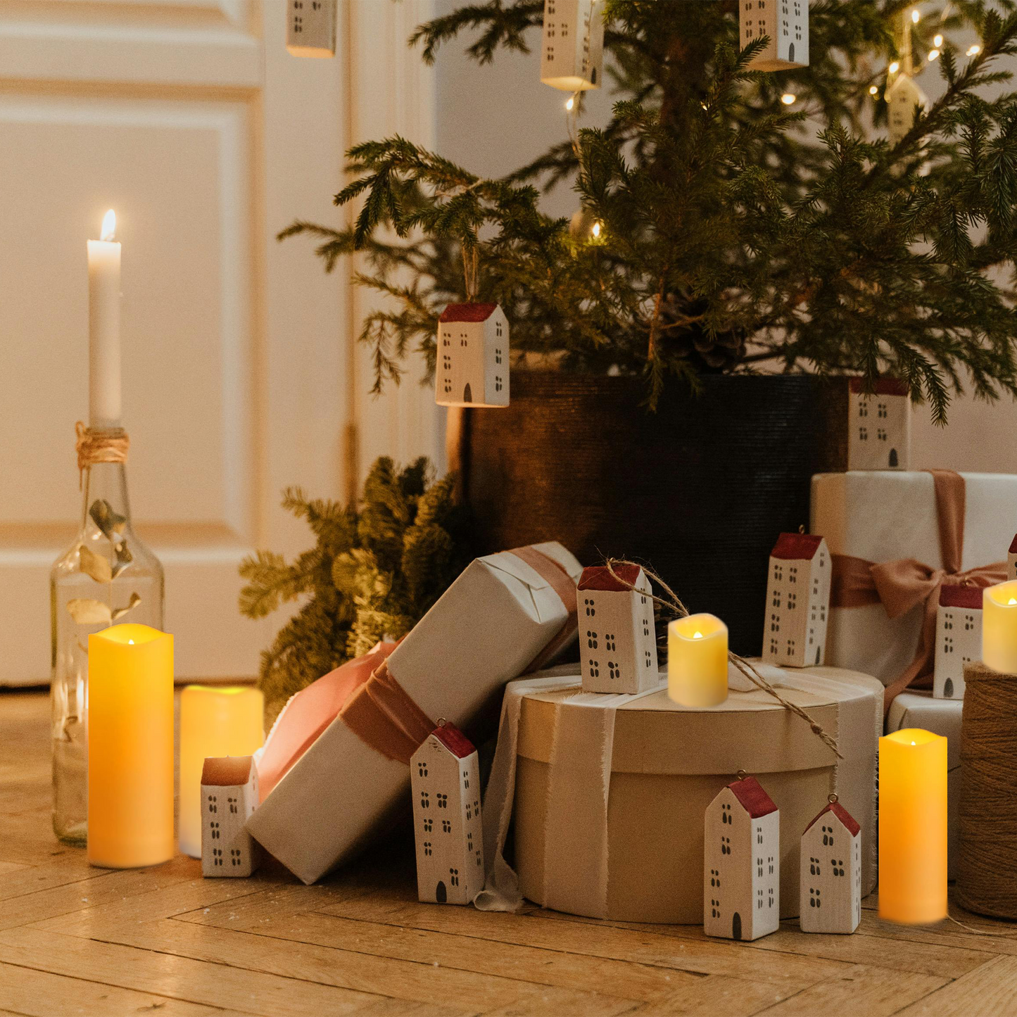 HIDAWN Battery Operated Flameless Fake Candles with Remote Timer,LED Pillar Electric Candles for Valentines Home Wedding Birthday Halloween,Christmas Decor-Ivory White 9Pack