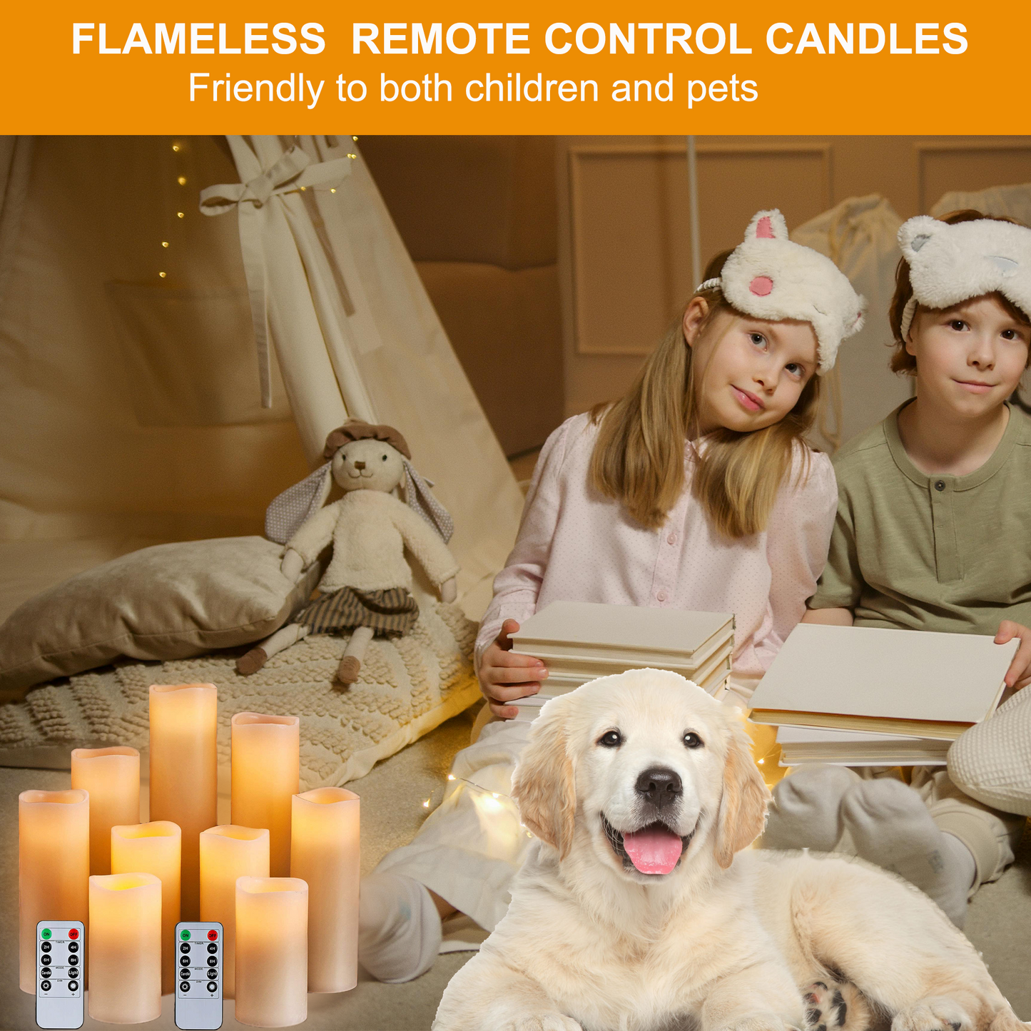 HIDAWN Battery Operated Flameless Fake Candles with Remote Timer,LED Pillar Electric Candles for Valentines Home Wedding Birthday Halloween,Christmas Decor-Ivory White 9Pack