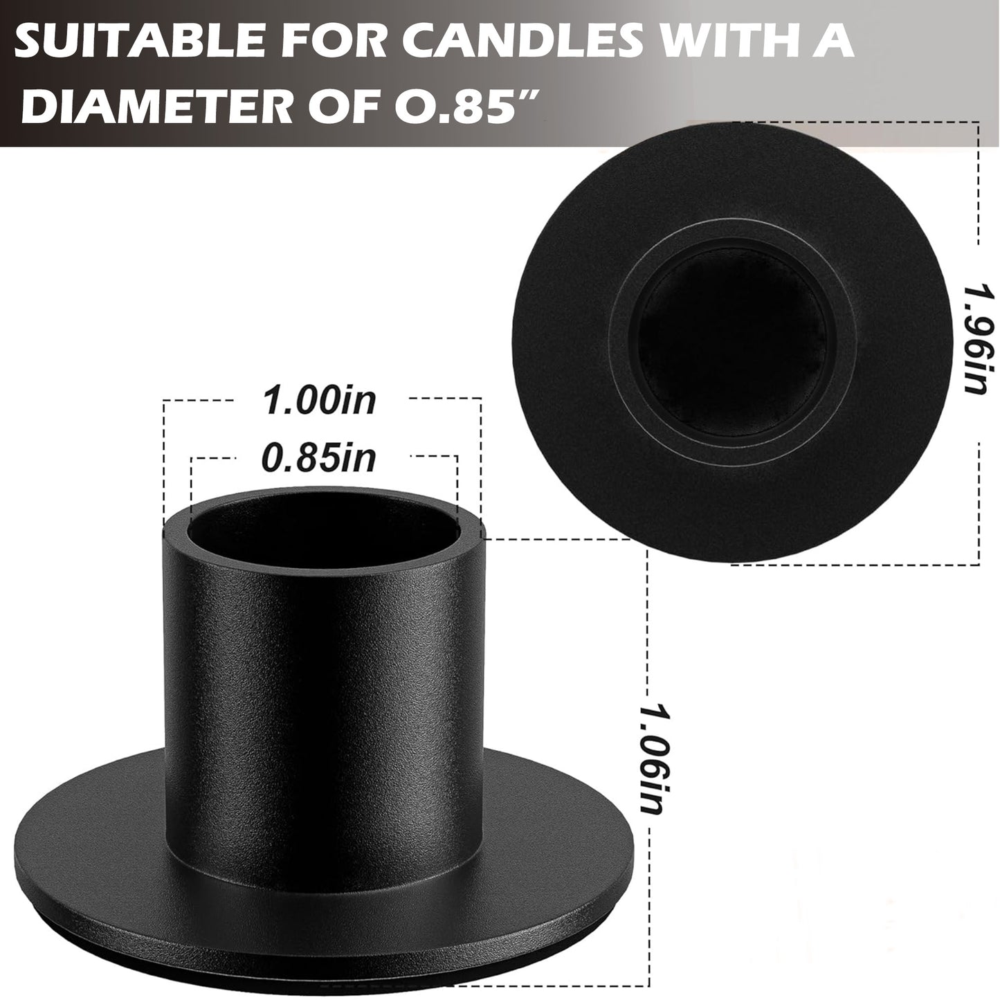 HDAIWN 6 Pcs Black Candle Holder,Metal Taper Candle Holders, Classic Candlestick Holders for Table Centerpiece, Festive Christmas Mantel Display or Home Decor