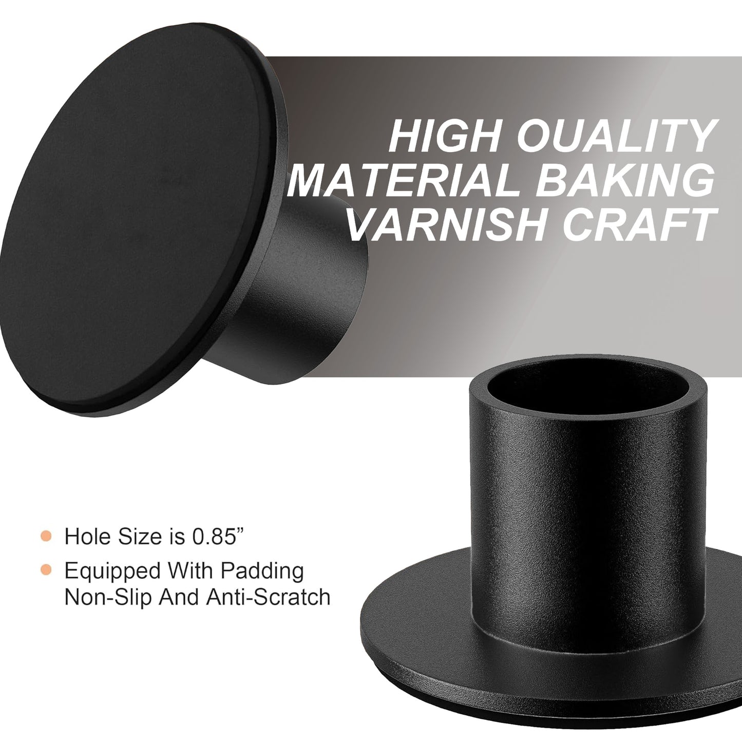 HDAIWN 6 Pcs Black Candle Holder,Metal Taper Candle Holders, Classic Candlestick Holders for Table Centerpiece, Festive Christmas Mantel Display or Home Decor