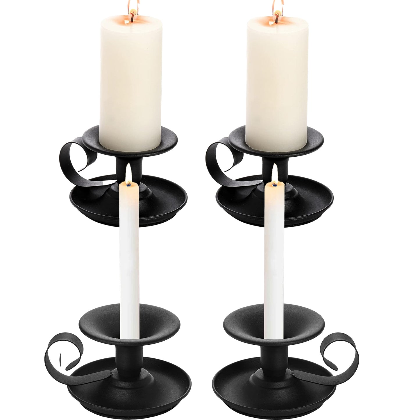 HIDAWN Candle Holders,Retro Iron Taper Candlestick Holder Centerpieces for Wedding, Party, Xmas, Home Table Decor -Black