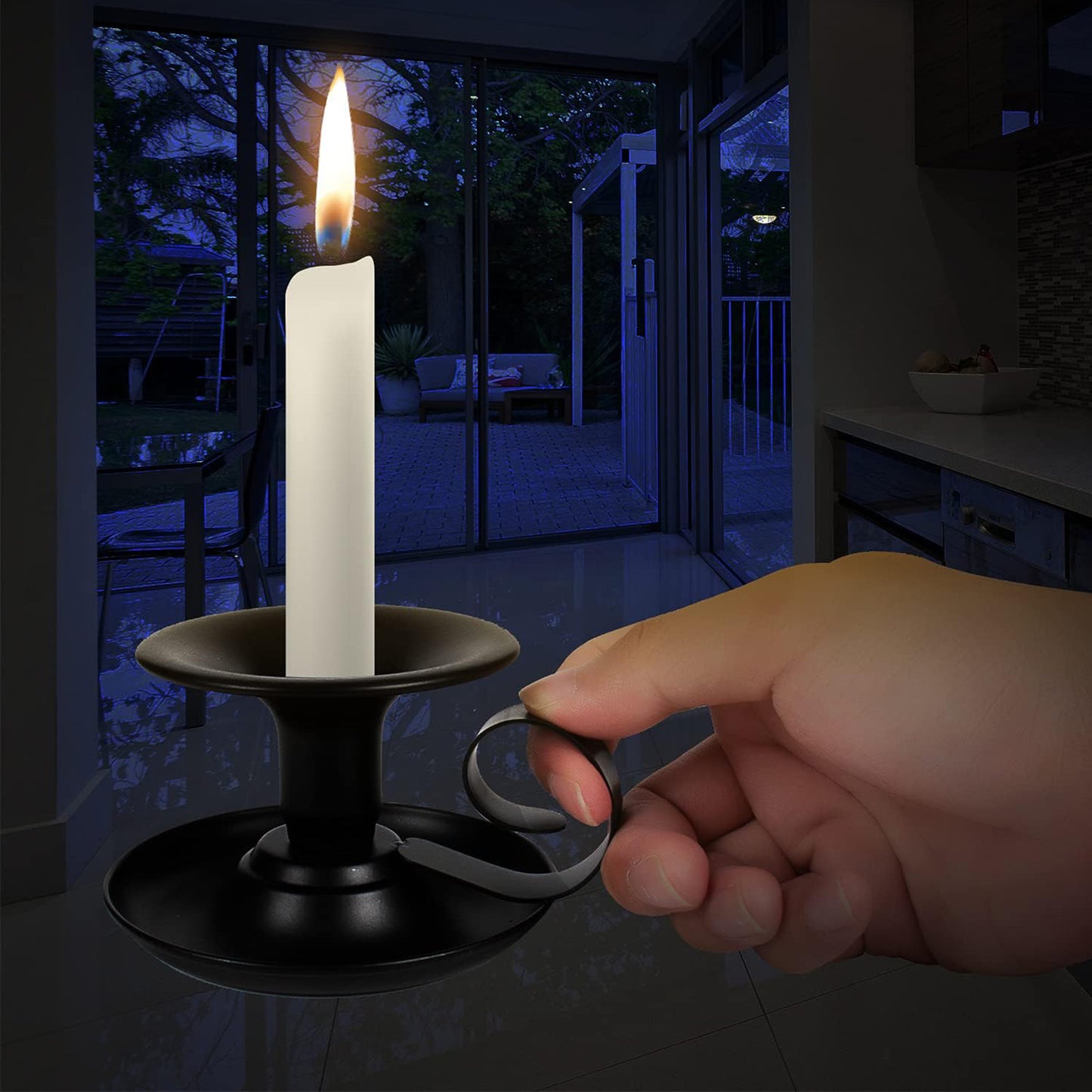 HIDAWN Candle Holders,Retro Iron Taper Candlestick Holder Centerpieces for Wedding, Party, Xmas, Home Table Decor -Black