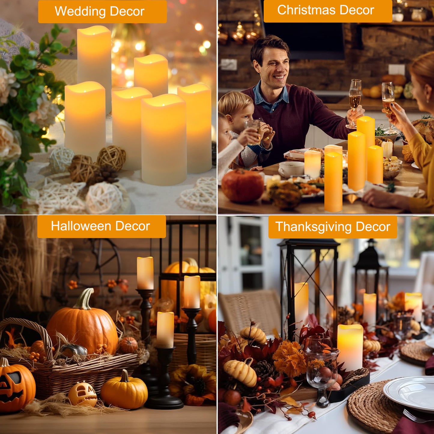 HIDAWN Battery Operated Flameless Fake Candles with Remote Timer,LED Pillar Electric Candles for Valentines Home Wedding Birthday Halloween,Christmas Decor-Ivory White 9Pack