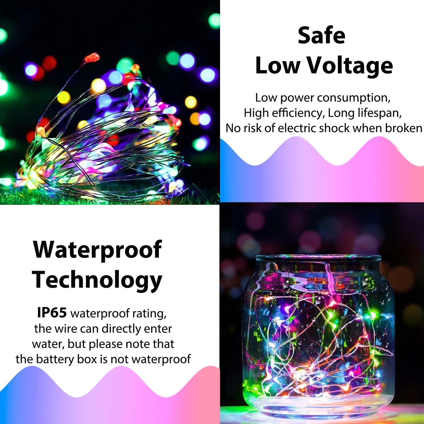 HIDAWN 12 Pack Upgrade Fairy Lights CR2032 Battery Operated,9.84ft 30 LED Waterproof Mini String Lights Copper Wire Firefly Starry Lights-Multicolour
