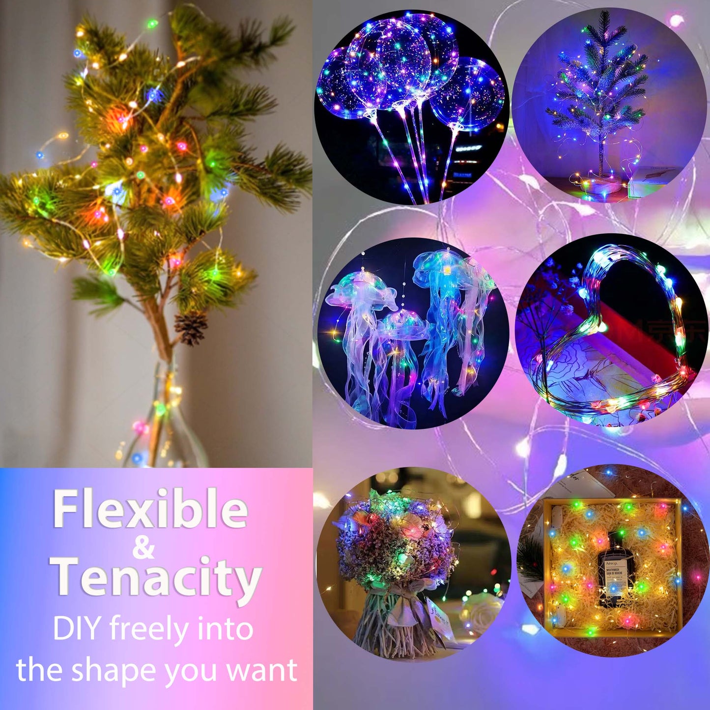 HIDAWN 12 Pack Upgrade Fairy Lights CR2032 Battery Operated,9.84ft 30 LED Waterproof Mini String Lights Copper Wire Firefly Starry Lights-Multicolour