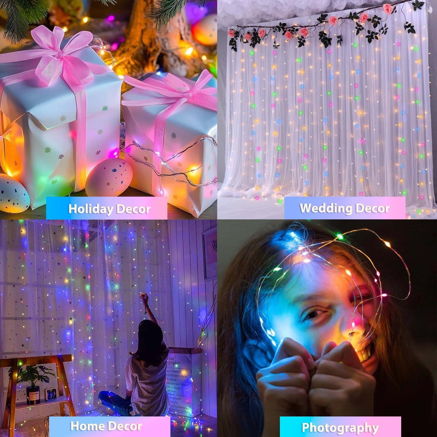HIDAWN 12 Pack Upgrade Fairy Lights CR2032 Battery Operated,9.84ft 30 LED Waterproof Mini String Lights Copper Wire Firefly Starry Lights-Multicolour