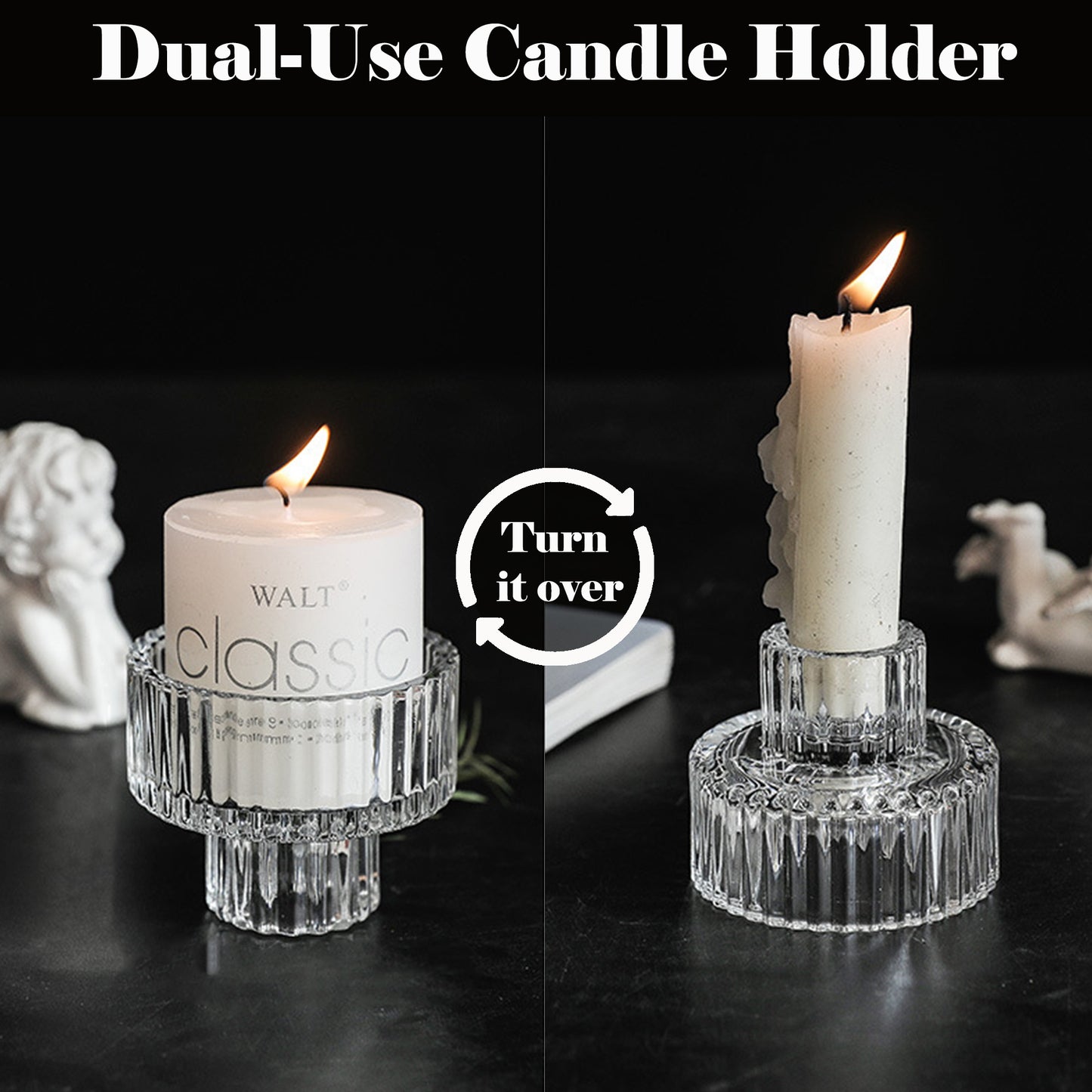 HIDAWN 6 Pcs Clear Glass Candlestick Holders Tealight Candle Holders, Votive Candle Stick Candle Holder