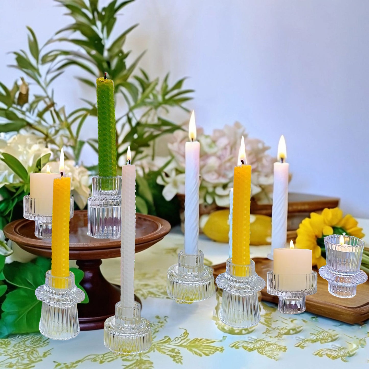 HIDAWN 6 Pcs Clear Glass Candlestick Holders Tealight Candle Holders, Votive Candle Stick Candle Holder