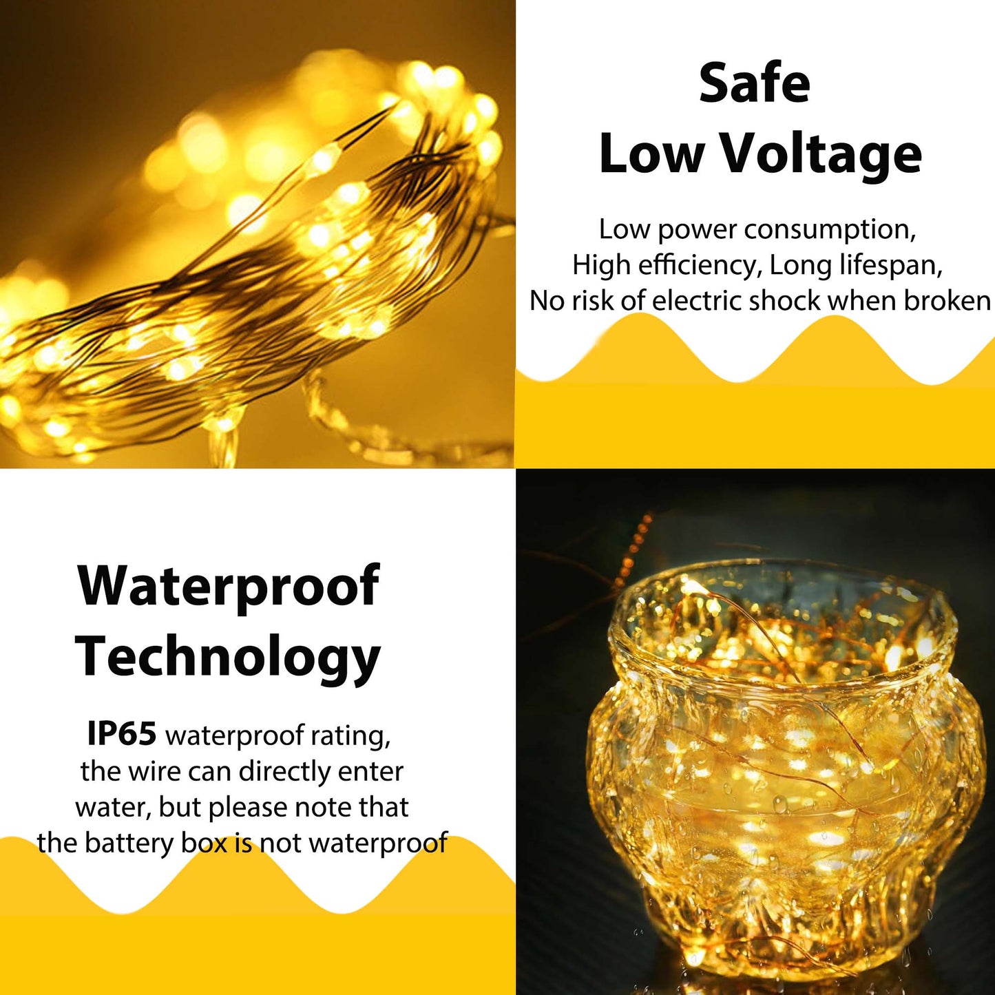 HIDAWN 12 Pack Fairy Lights CR2032 Battery Operated,9.84ft 30 LED Waterproof Mini String Lights Copper Wire Firefly Starry Lights-Warm White