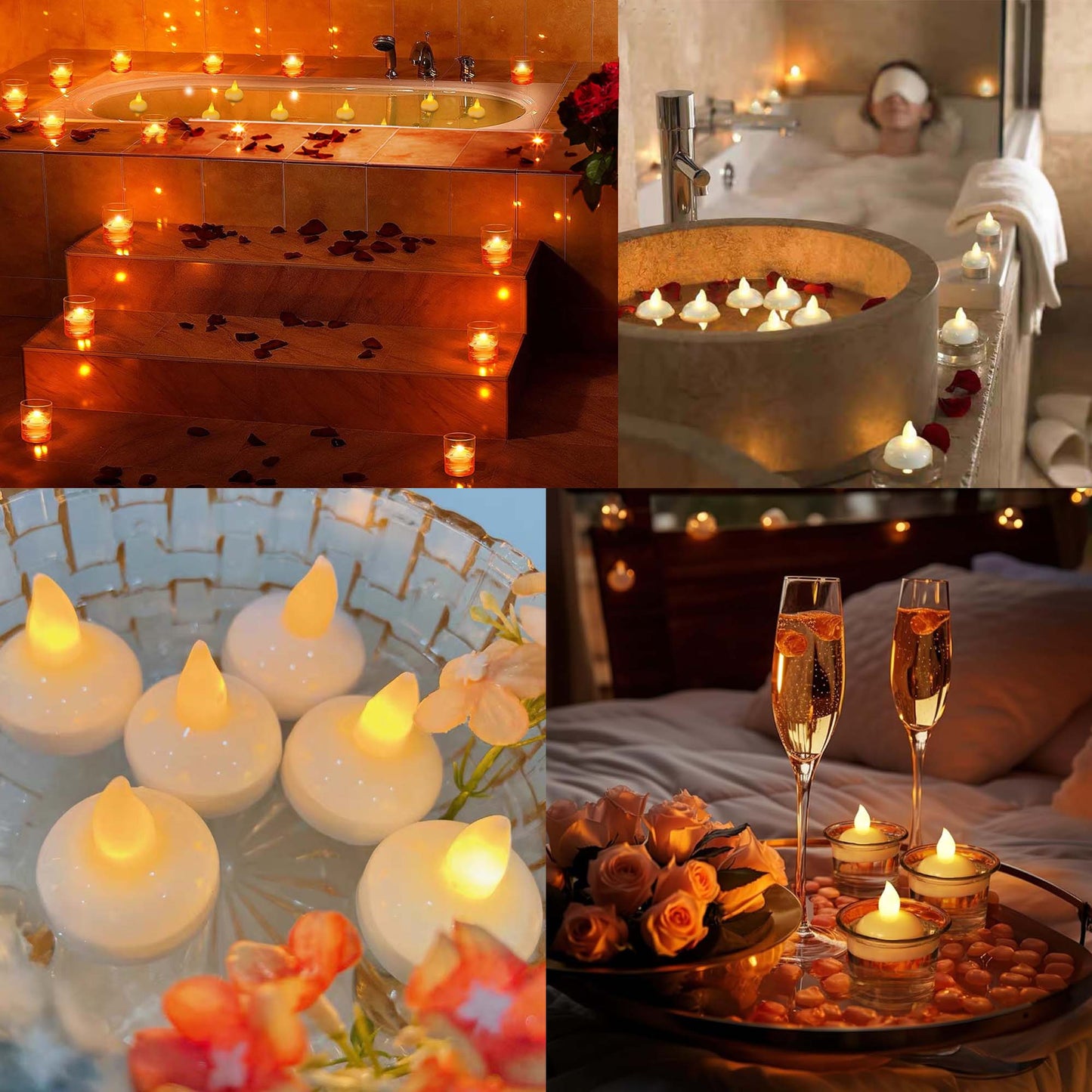 HIDAWN 12 Pack Waterproof Flameless Floating Tealights, Water Activated LED Fake Tealights Candle, Battery Operated Floating Tea Lights Candles-Warm Yellow