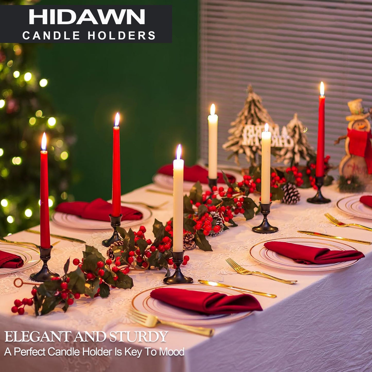 HIDAWN Candlestick Holders, 3 Pack Metal Taper Candle Holder for Candlesticks Black, Candelabra Vintage Candle Stick for Fireplace Party Dining Home