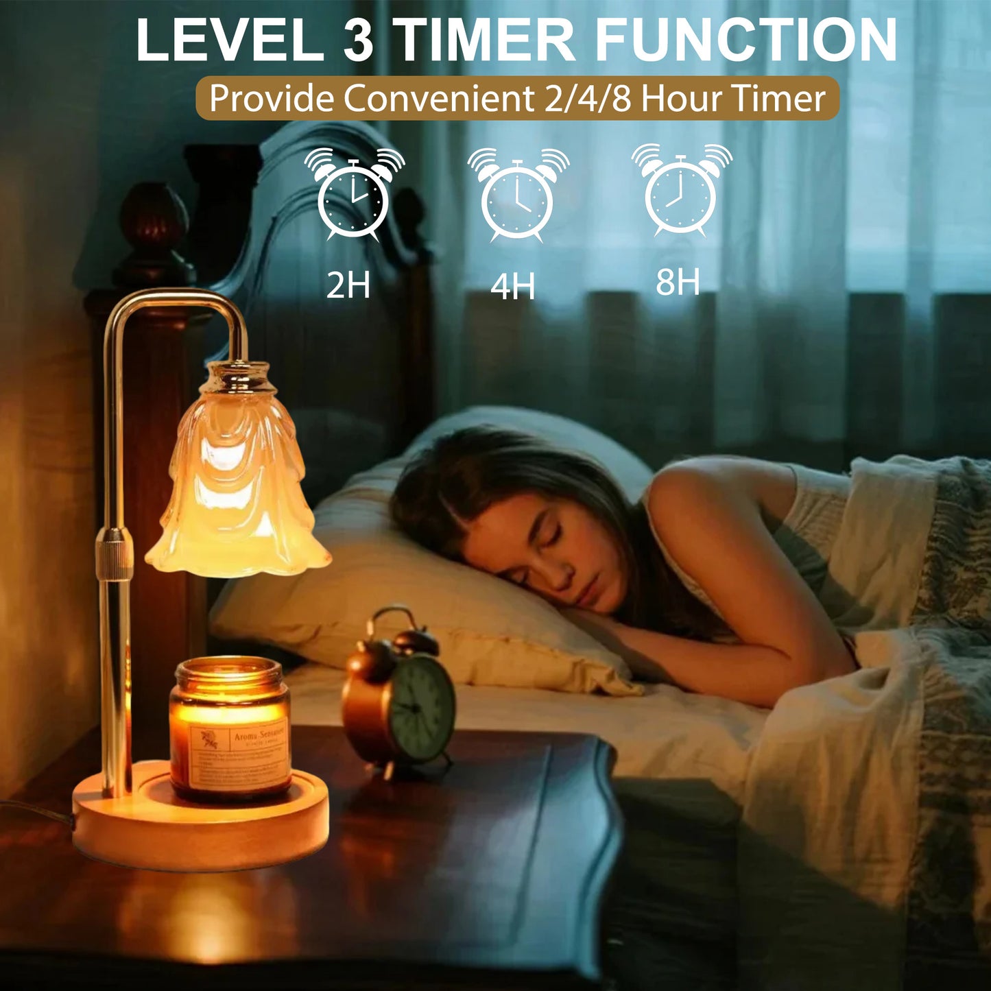 HIDAWN Candle Warmer Lamp with Timer Dimmable,Adjustable Height,Wax Melt Warmer for Jar Candles with 2 Bulbs,Birthday Gifts for Women Mom, House Warming Gifts New Home Decor(Candles Not Included)