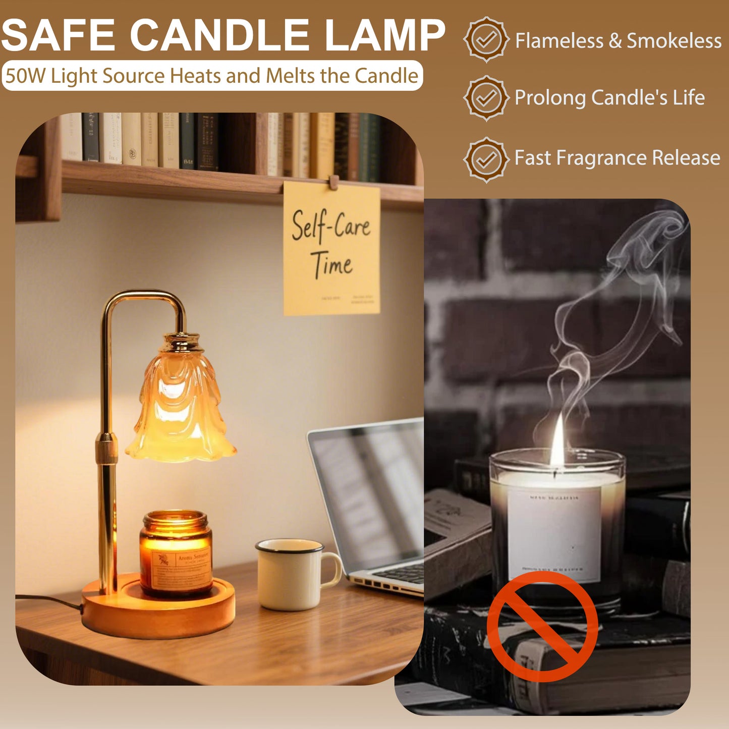 HIDAWN Candle Warmer Lamp with Timer Dimmable,Adjustable Height,Wax Melt Warmer for Jar Candles with 2 Bulbs,Birthday Gifts for Women Mom, House Warming Gifts New Home Decor(Candles Not Included)