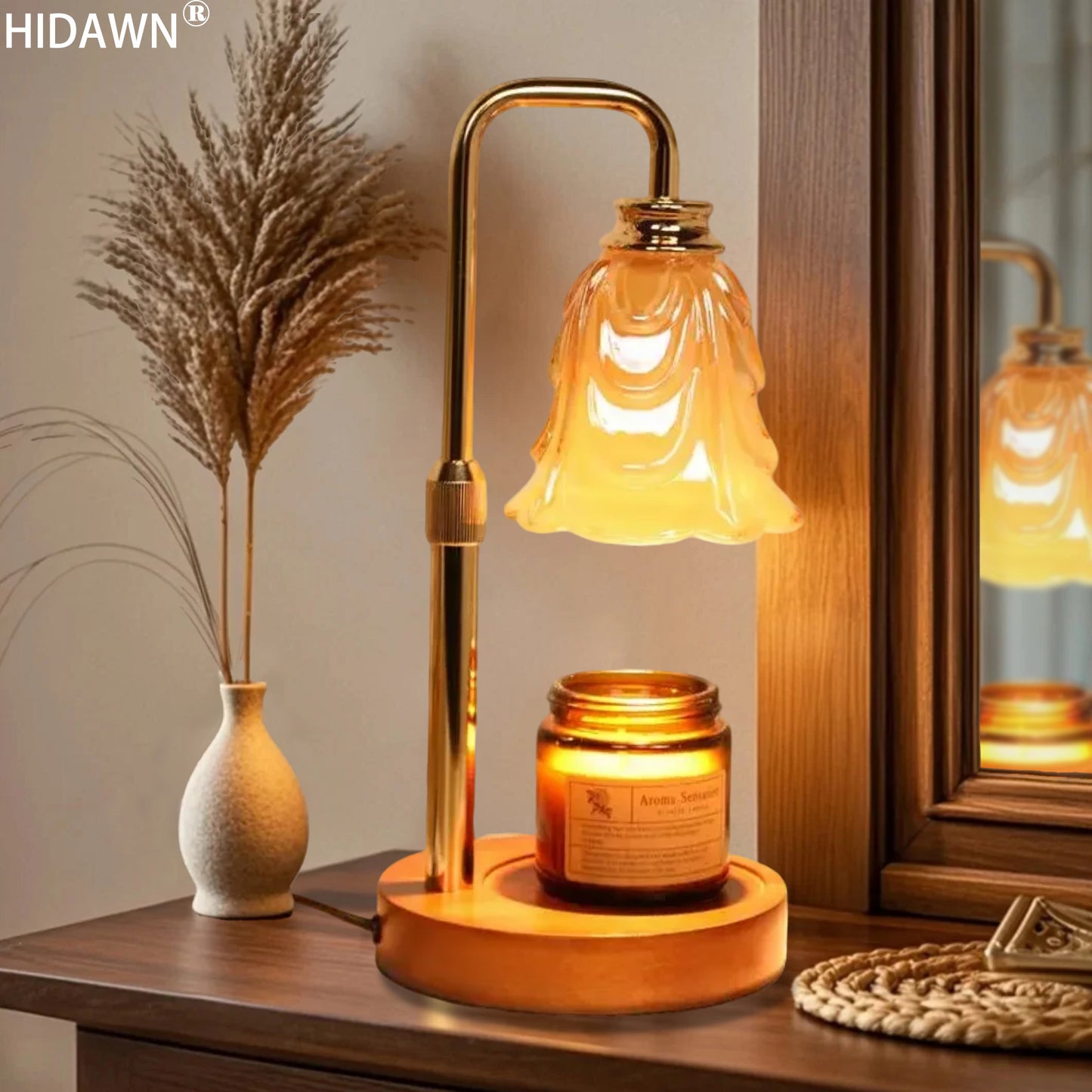 HIDAWN Candle Warmer Lamp with Timer Dimmable,Adjustable Height,Wax Melt Warmer for Jar Candles with 2 Bulbs,Birthday Gifts for Women Mom, House Warming Gifts New Home Decor(Candles Not Included)