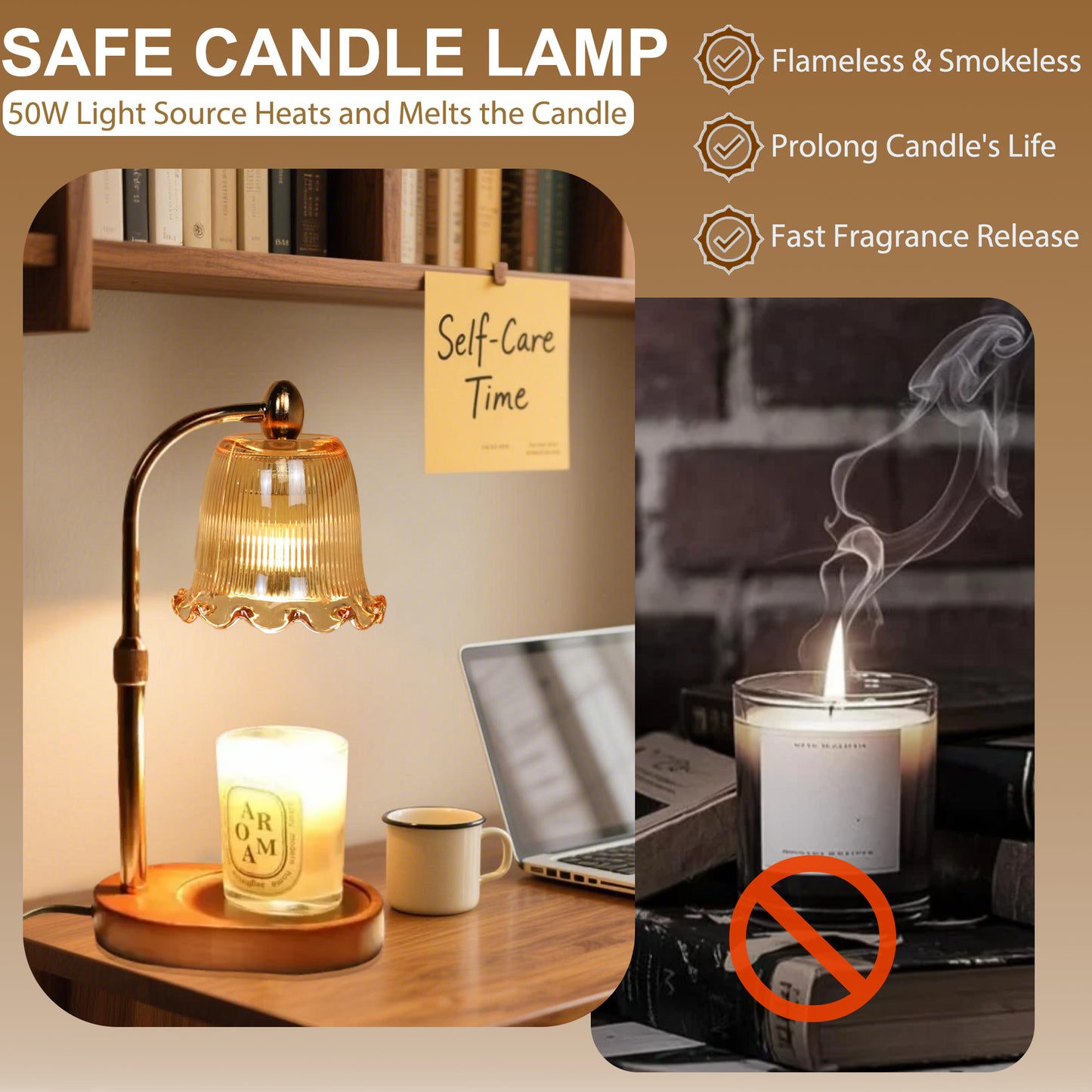 HIDAWN Candle Warmer Lamp with Timer Dimmable,Adjustable Height,Wax Melt Warmer for Jar Candles with 2 Bulbs,Birthday Gifts for Women Mom, House Warming Gifts New Home Decor(Candles Not Included)