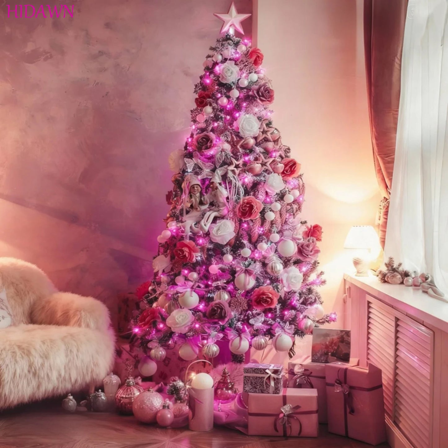 HIDAWN Pink Fairy Lights Battery Operated, 33Feet 100 LEDs Mini Battery Powered String Lights, Waterproof Lights Mason Jar Lights for Home Wedding Christmas Decoration ﻿