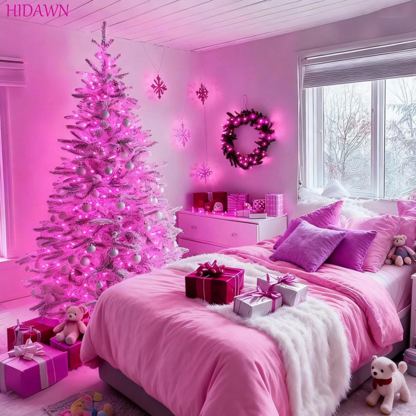 HIDAWN Pink Fairy Lights Battery Operated, 33Feet 100 LEDs Mini Battery Powered String Lights, Waterproof Lights Mason Jar Lights for Home Wedding Christmas Decoration ﻿