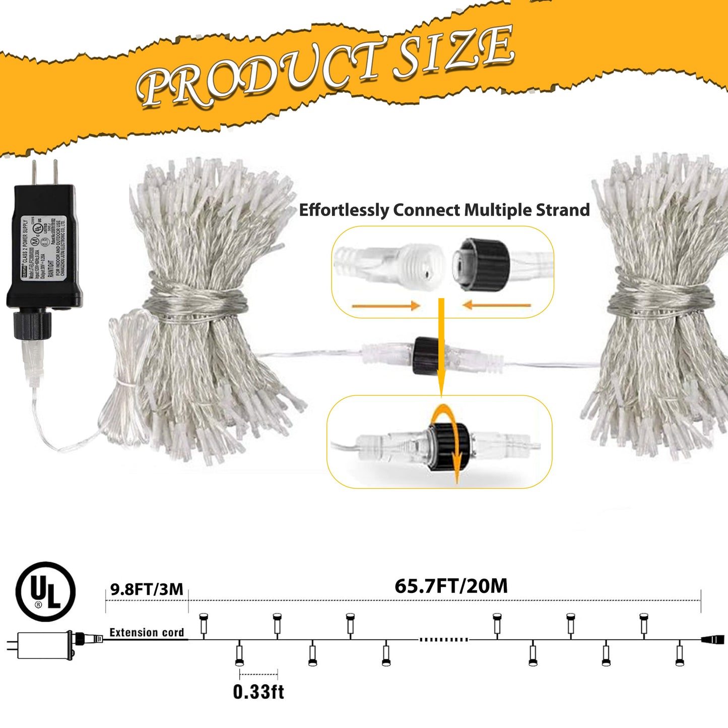 HIDAWN Christmas String Lights Indoor Outdoor, 200 LED 75.5FT Connectable Waterproof, 8 Modes with Memory Function,Twinkle Wedding Fairy Lights Plug in Clear Wire, Warm White