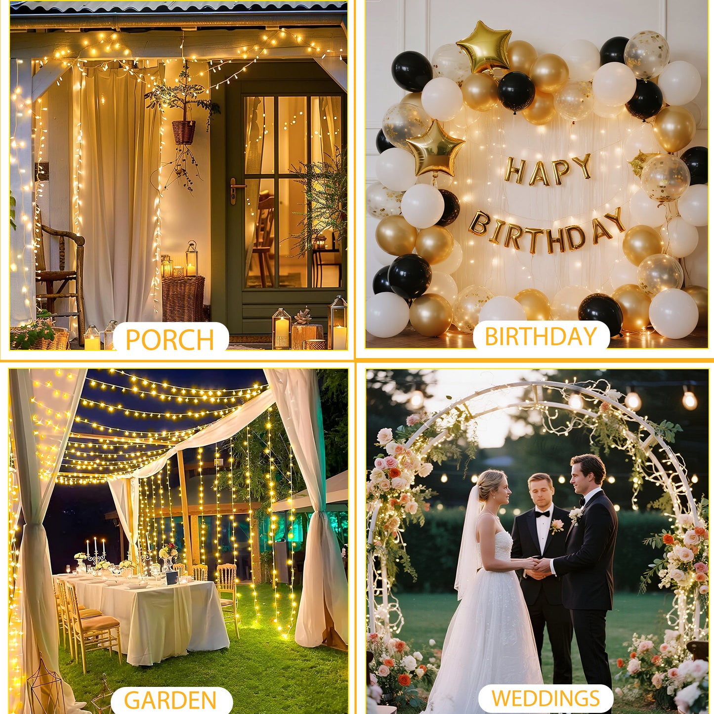 HIDAWN Christmas String Lights Indoor Outdoor, 200 LED 75.5FT Connectable Waterproof, 8 Modes with Memory Function,Twinkle Wedding Fairy Lights Plug in Clear Wire, Warm White