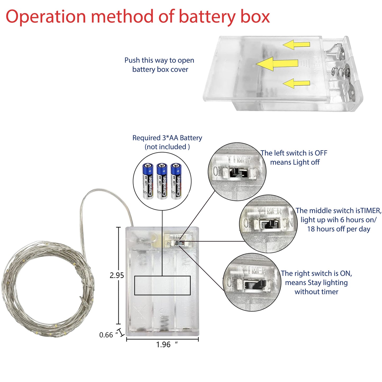 HIDAWN Red Fairy Lights Battery Operated, 33Feet 100 LEDs Mini Battery Powered String Lights, Waterproof Lights Mason Jar Lights for Home Wedding Christmas Decoration ﻿