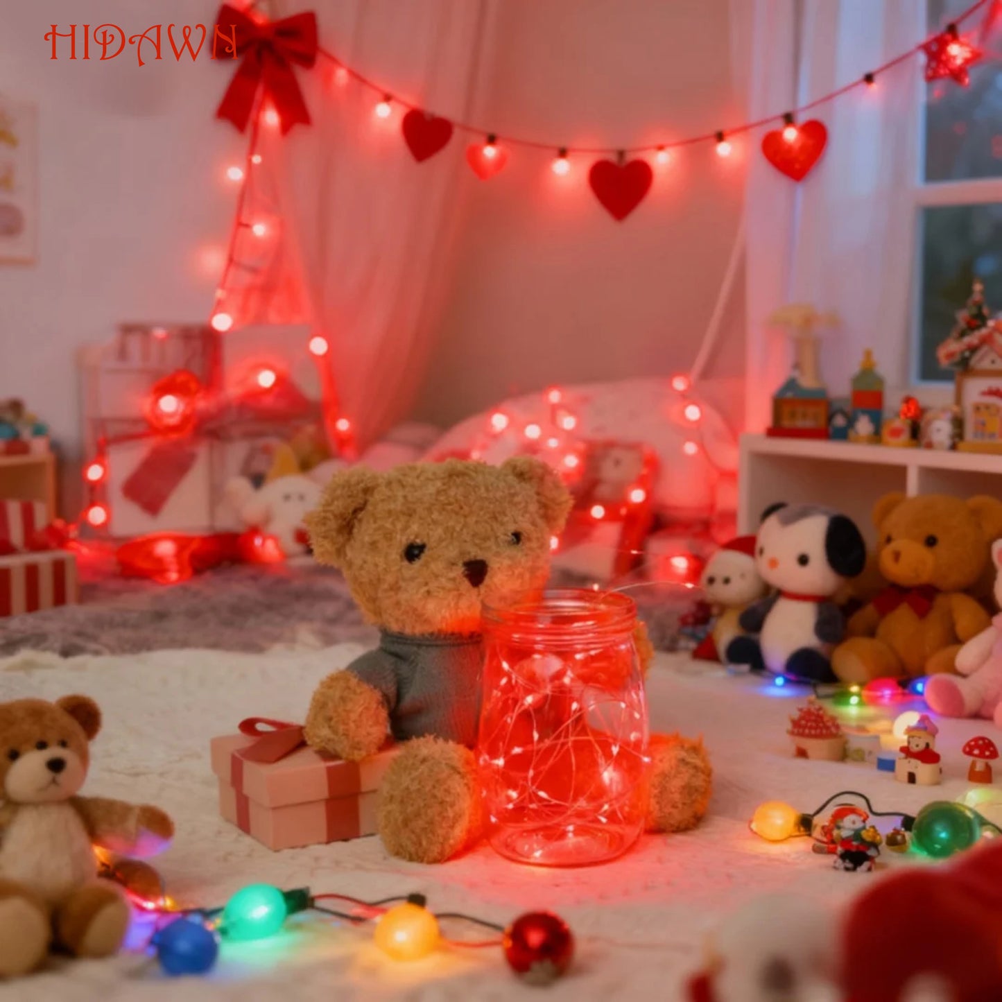 HIDAWN Red Fairy Lights Battery Operated, 33Feet 100 LEDs Mini Battery Powered String Lights, Waterproof Lights Mason Jar Lights for Home Wedding Christmas Decoration ﻿