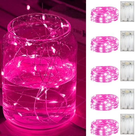 HIDAWN Pink Fairy Lights Battery Operated, 33Feet 100 LEDs Mini Battery Powered String Lights, Waterproof Lights Mason Jar Lights for Home Wedding Christmas Decoration ﻿