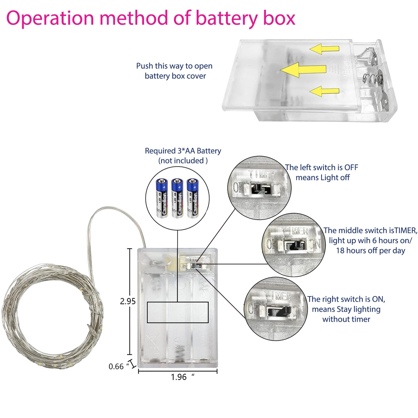 HIDAWN Pink Fairy Lights Battery Operated, 33Feet 100 LEDs Mini Battery Powered String Lights, Waterproof Lights Mason Jar Lights for Home Wedding Christmas Decoration ﻿
