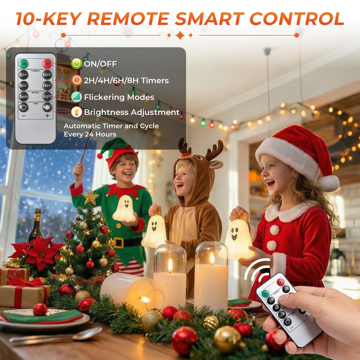 HIDAWN Flameless Candles with Remote and Timer,Flickering Battery Operated LED Pillar Candle,3D Wick Acrylic Electric Fake Candles-Clear Arc 4''x5''x6''