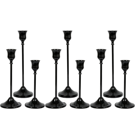 HIDAWN Black Candlestick Holders Set of 9, Metal Taper Candle Holders, Home Decor Holder Set for Table, Mantel, Room Decorations Housewarming Gift ﻿ ﻿