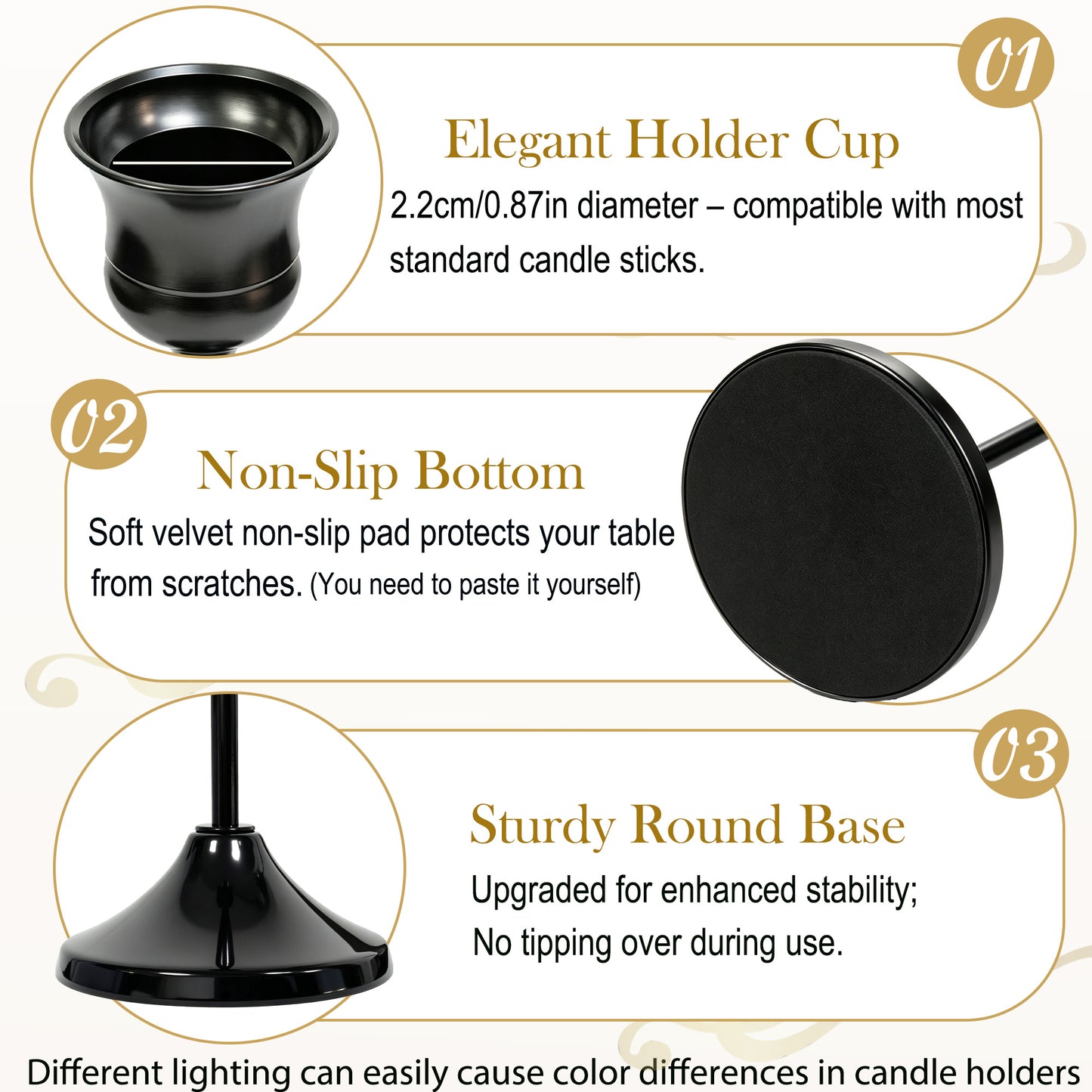 HIDAWN Black Candlestick Holders Set of 9, Metal Taper Candle Holders, Home Decor Holder Set for Table, Mantel, Room Decorations Housewarming Gift ﻿ ﻿