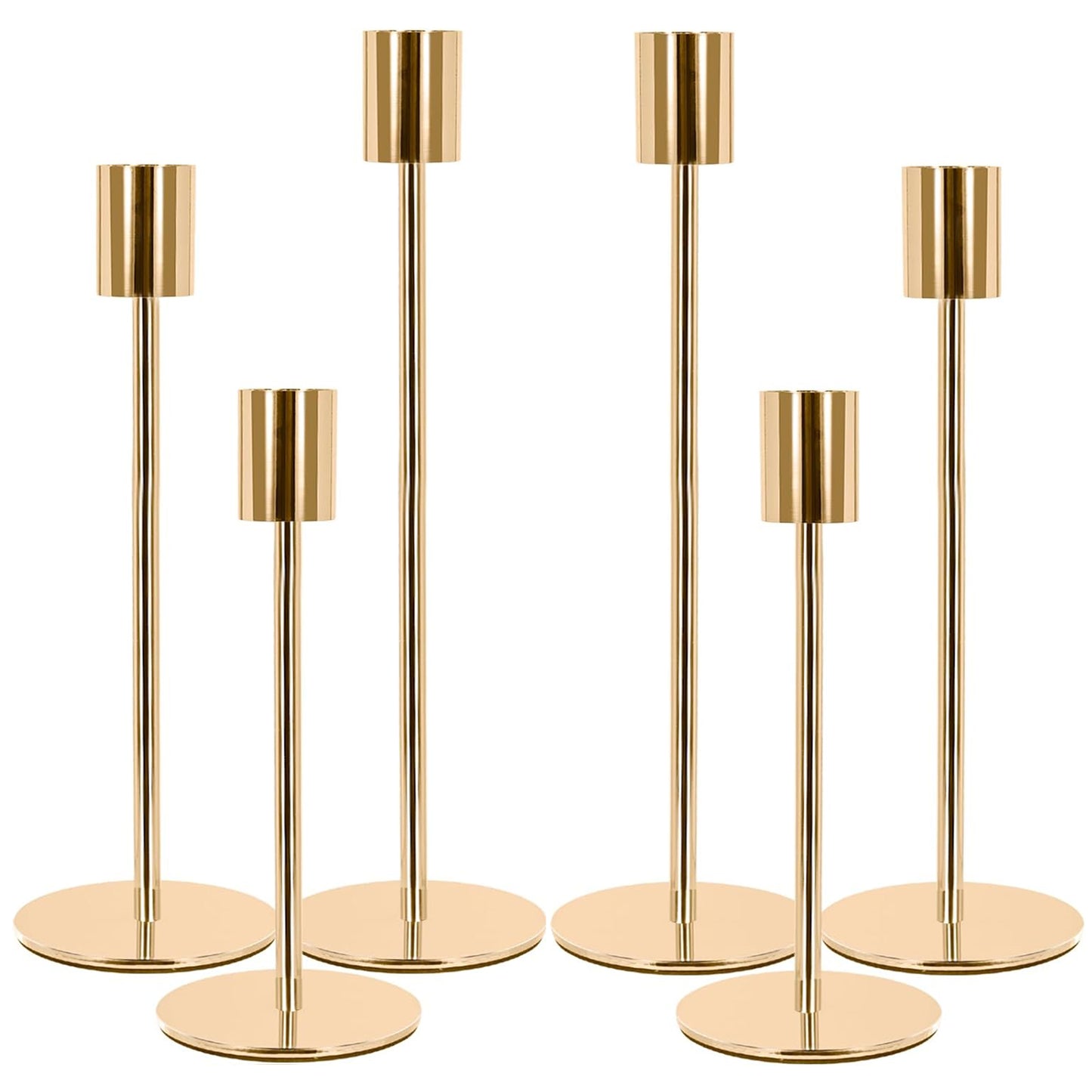 HIDAWN Metal Gold Taper Candle Holder, 6 Pack Candlestick Holders Set Candle Stick Holder Fits 3/4 inch Thick Candle&Led Candles