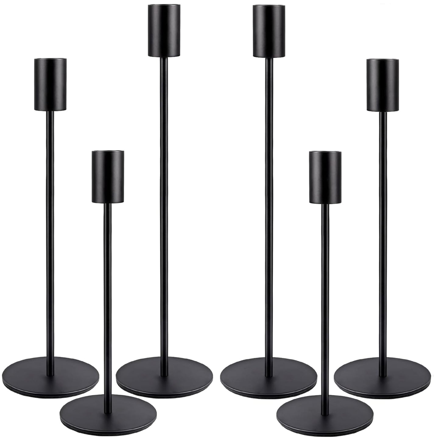 HIDAWN Matte Black Taper Candle Holders, 6 Pack Candlestick Holders Metal Candle Stick Holder Fits 3/4 inch Thick Candle&Led Candles