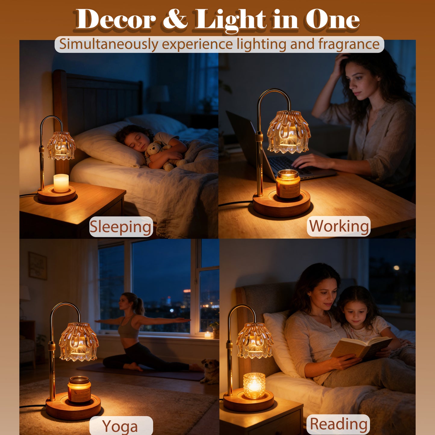 HIDAWN Candle Warmer Lamp with Timer Dimmable,Adjustable Height,Electric Flameless Wax Melter for Jar Candles with 2 Bulbs for Women Mom, House Warming Gifts New Home Decor（Candle Not Included）