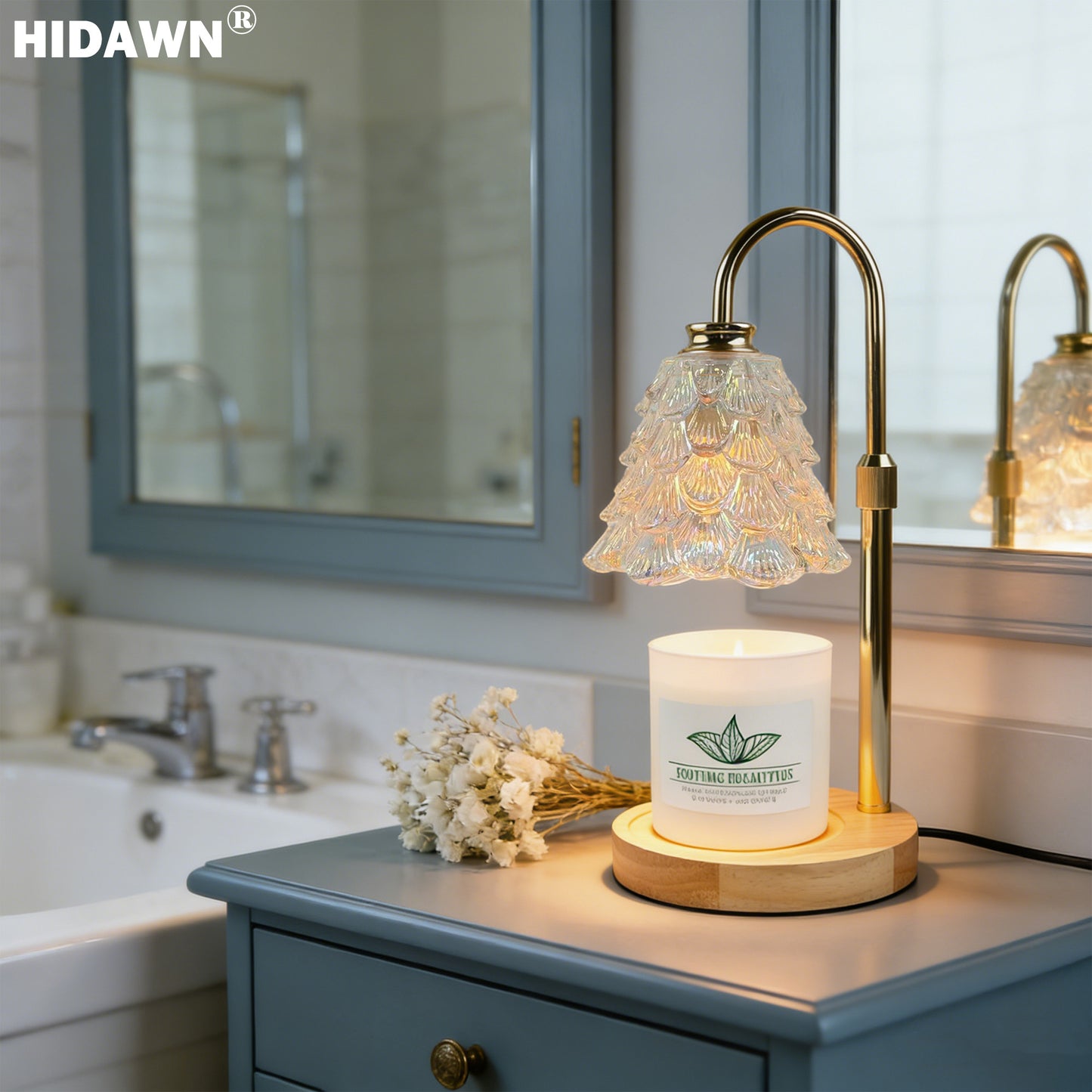 HIDAWN Candle Warmer Lamp with Timer Dimmable,Adjustable Height,Electric Flameless Wax Melter for Jar Candles with 2 Bulbs for Women Mom, House Warming Gifts New Home Decor-Colorful Christmas Tree