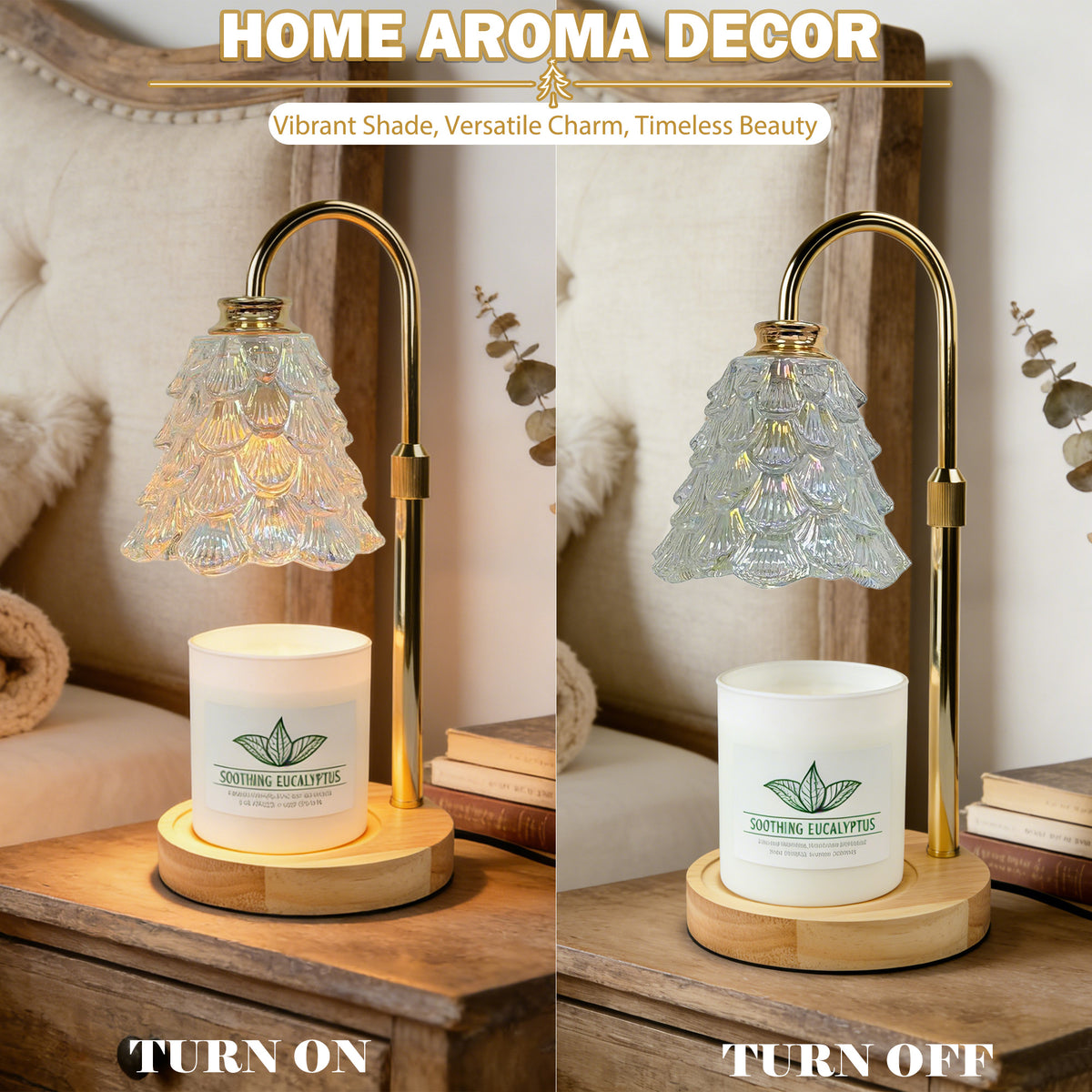 HIDAWN Candle Warmer Lamp with Timer Dimmable,Adjustable Height,Electric Flameless Wax Melter for Jar Candles with 2 Bulbs for Women Mom, House Warming Gifts New Home Decor-Colorful Christmas Tree
