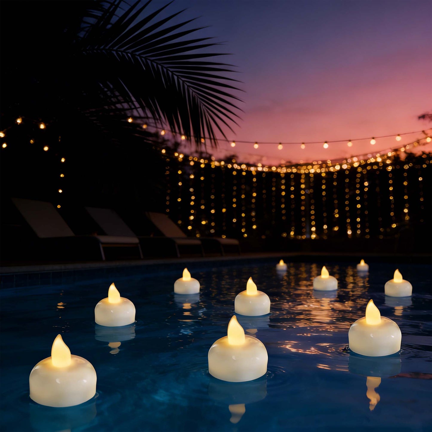 HIDAWN 12 Pack Waterproof Flameless Floating Tealights, Water Activated LED Fake Tealights Candle, Battery Operated Floating Tea Lights Candles-Warm Yellow