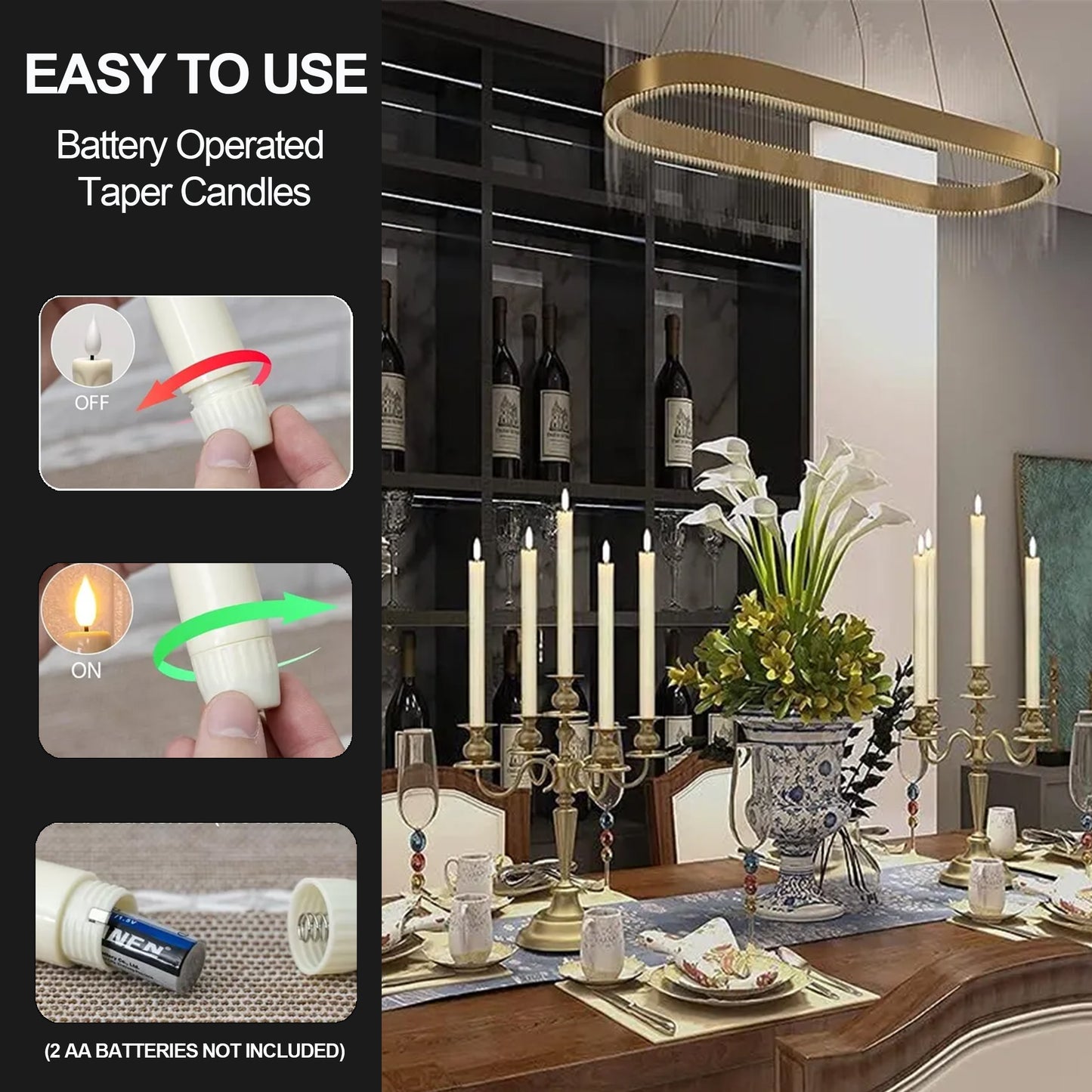 HIDAWN Flameless Taper Candles with Remote Timer,9.6 Inches LED Fake Candlesticks,Dripless Battery Operated 3D Flickering Flame Candles for Fireplace Christmas Halloween Decor-Ivory,6Pack