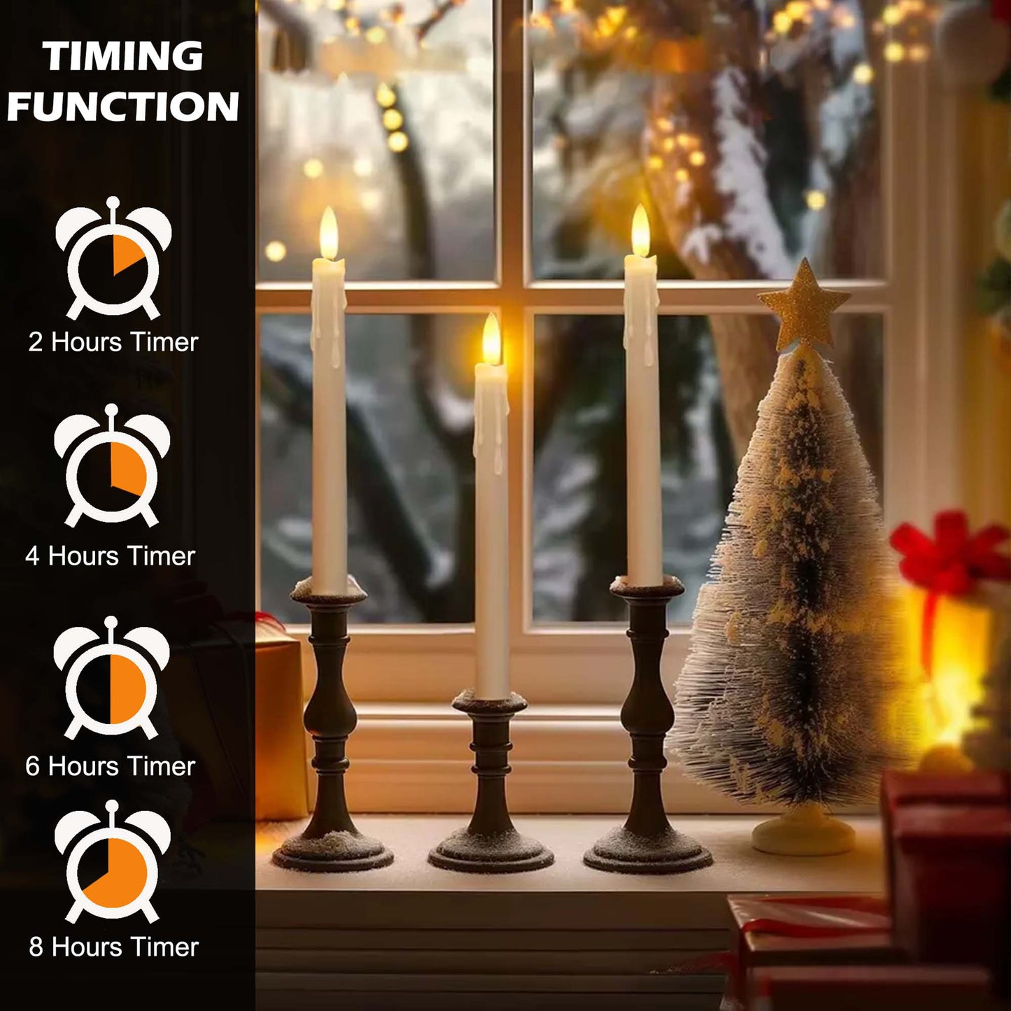 HIDAWN Flameless Taper Candles with Remote Timer,9.6 Inches LED Fake Candlesticks,Dripless Battery Operated 3D Flickering Flame Candles for Fireplace Christmas Halloween Decor-Ivory,6Pack