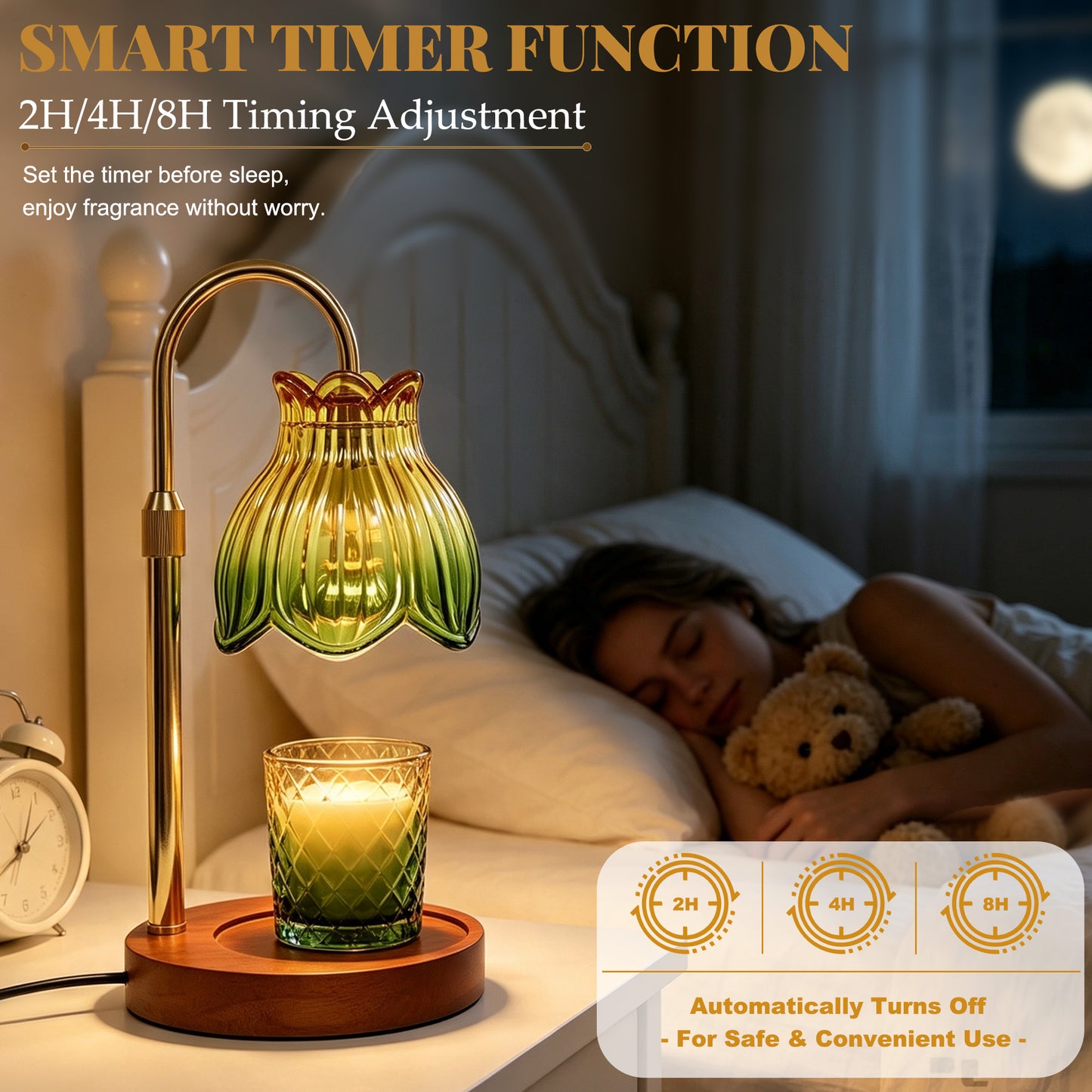 HIDAWN Candle Warmer Lamp with Timer Dimmable-Green Magnolia