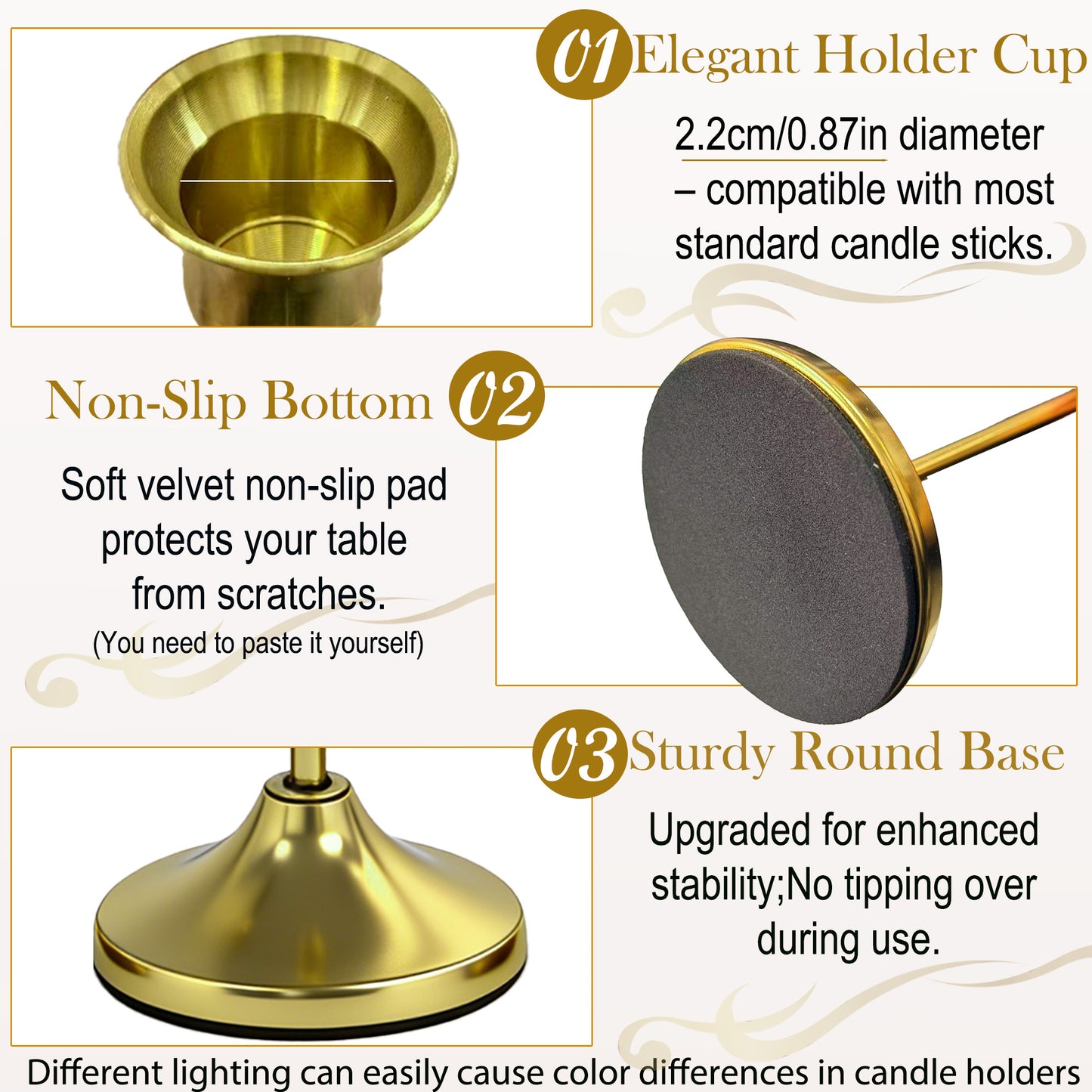 HIDAWN Gold Candlestick Holders Set of 9, Metal Taper Candle Holders, Home Decor Holder Set for Table, Mantel, Room Decorations Housewarming Gift Gold