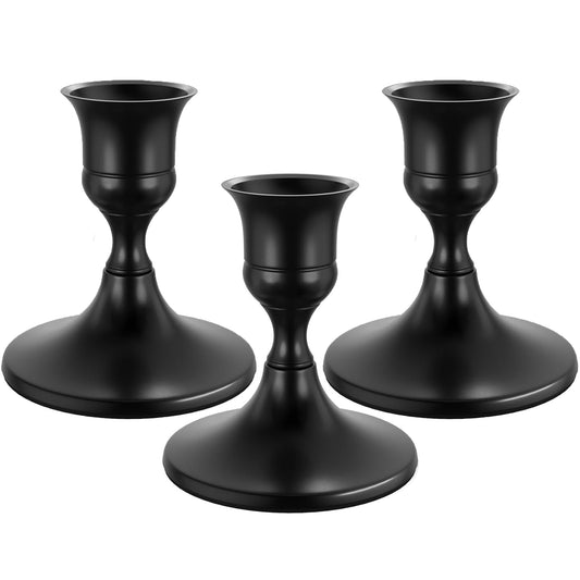 HIDAWN Candlestick Holders, 3 Pack Metal Taper Candle Holder for Candlesticks Black, Candelabra Vintage Candle Stick for Fireplace Party Dining Home