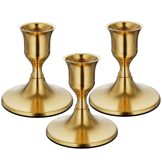 HIDAWN Candlestick Holders,3 Pack Metal Taper Candle Holder for Candlesticks Gold, Candelabra Vintage Candle Stick for Fireplace Party Dining Home