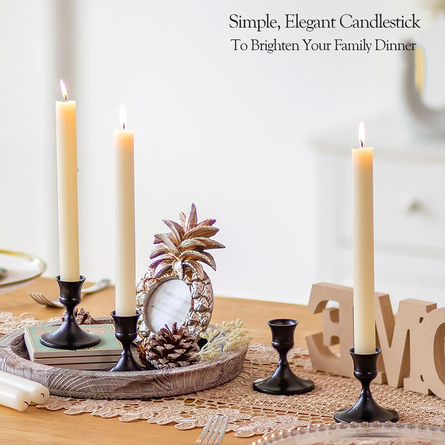 HIDAWN Candlestick Holders, 3 Pack Metal Taper Candle Holder for Candlesticks Black, Candelabra Vintage Candle Stick for Fireplace Party Dining Home