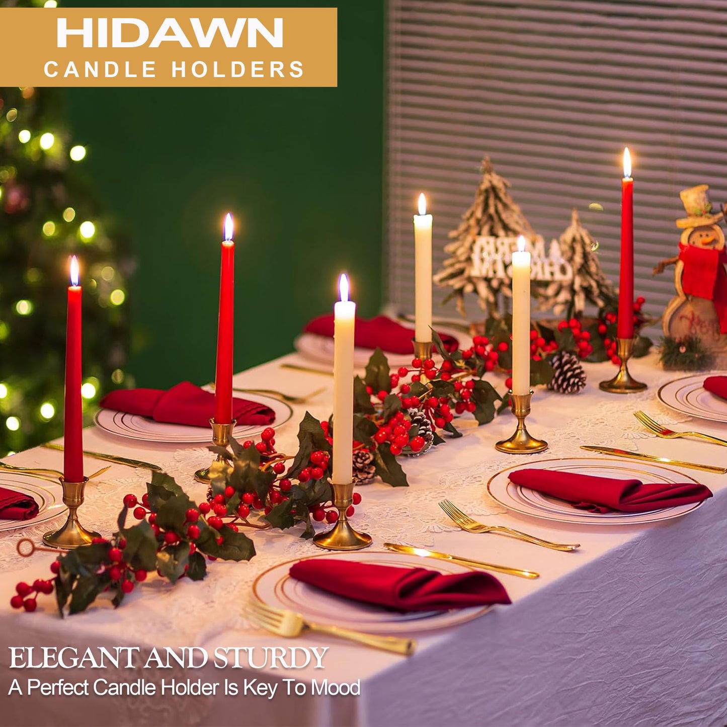 HIDAWN Candlestick Holders,3 Pack Metal Taper Candle Holder for Candlesticks Gold, Candelabra Vintage Candle Stick for Fireplace Party Dining Home