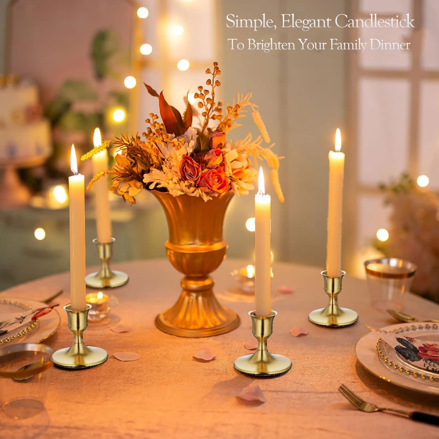 HIDAWN Candlestick Holders,3 Pack Metal Taper Candle Holder for Candlesticks Gold, Candelabra Vintage Candle Stick for Fireplace Party Dining Home